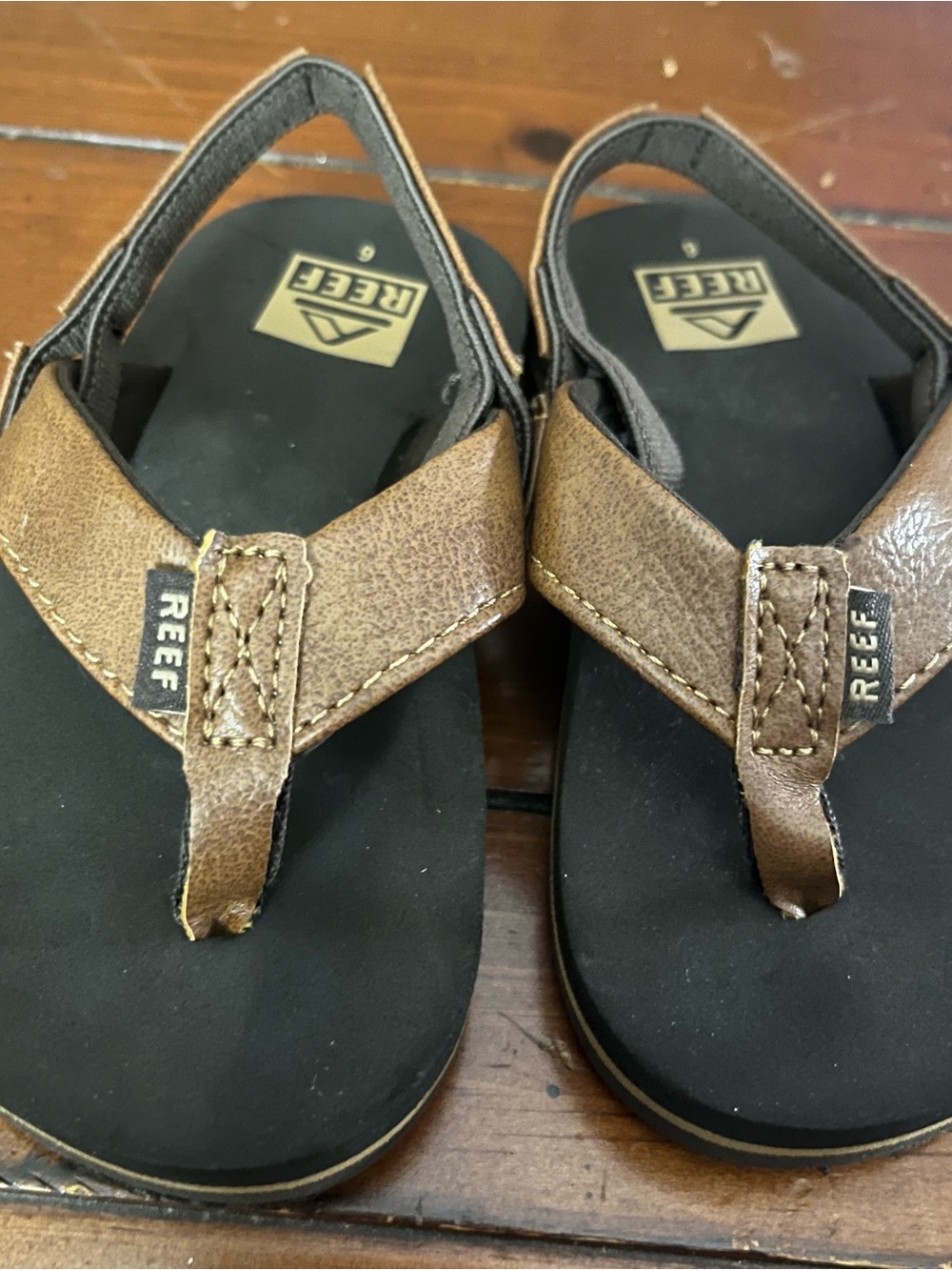 Reef Boys Grom Little Twinpin Sandals | Brown |  Size 6 Toddler EUC Worn Once